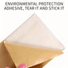 A triangular piece of beige foam adhesive is shown layered over a brown paper envelope.