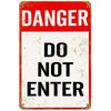 Vintage red and white sign with black text that reads DANGER DO NOT ENTER