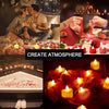 A collage showing romantic scenes and close-ups of red and orange candles creating an atmosphere.
