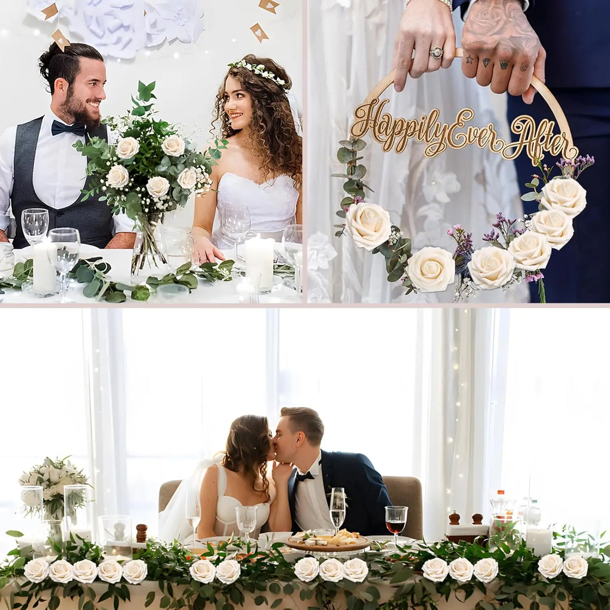 Artificial Foam Roses with Stems for Wedding & Home Décor