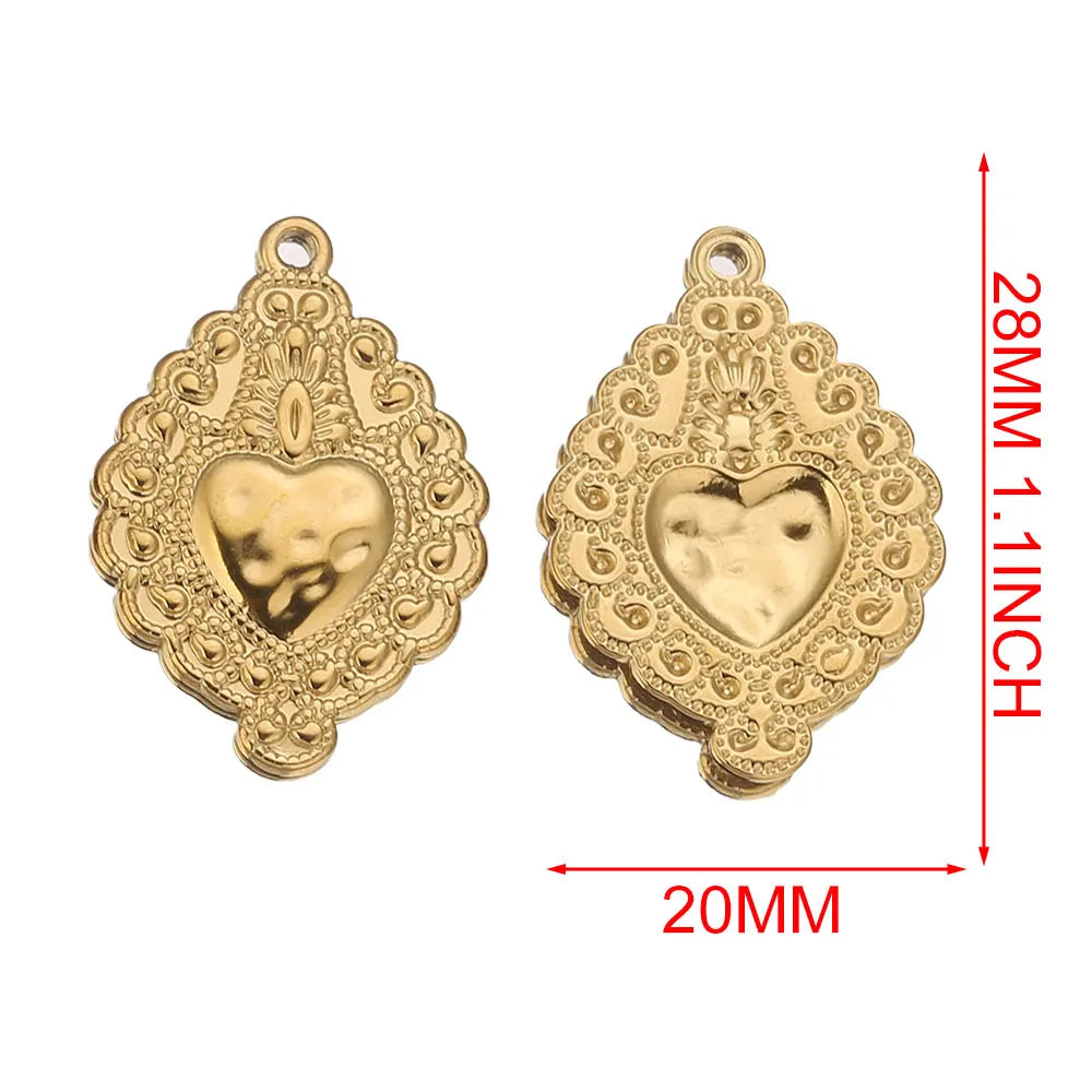 Gold Sacred Heart Charms for Jewelry Making