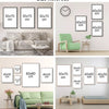 A collection of abstract music canvas wall art featuring guitar, cello, and piano motifs displayed in various sizes.