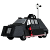 A black 3D printed display model of a Tornado intercept vehicle with a prominent antenna.