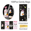 100 pieces of Halloween candy bags featuring a cute little boo design in pink and black.