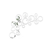 A collection of 24 geometric hollow circle mirror wall stickers in silver and white.