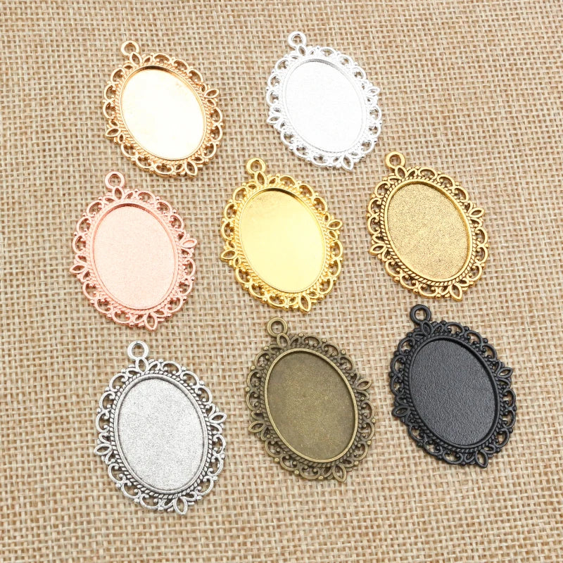 Vintage Style Cameo Pendant Bases with Ornate Gold or Silver Finish