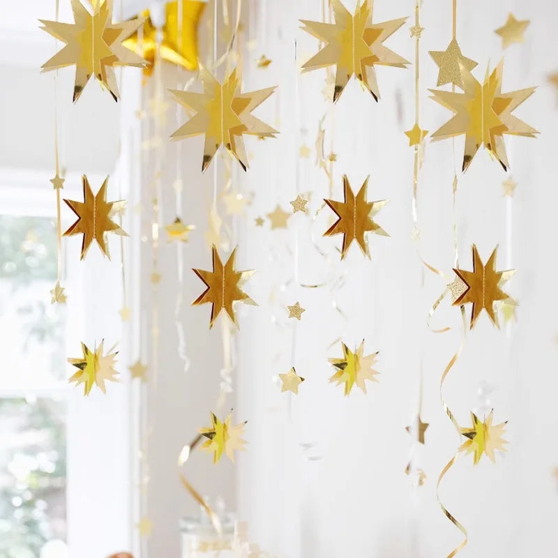 Gold Twinkle Star Paper Garlands