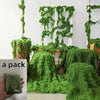 A pack of green artificial moss used for home decor and DIY projects