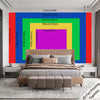 Tapis mural à impression plate 2D avec des blocs de couleur verticale rouge, bleu, vert et jaune