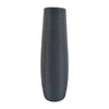 A tall, cylindrical floor vase with a ribbed texture in dark gray or black.
