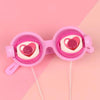 Pink funny crazy eye costume glasses with heart-shaped lenses