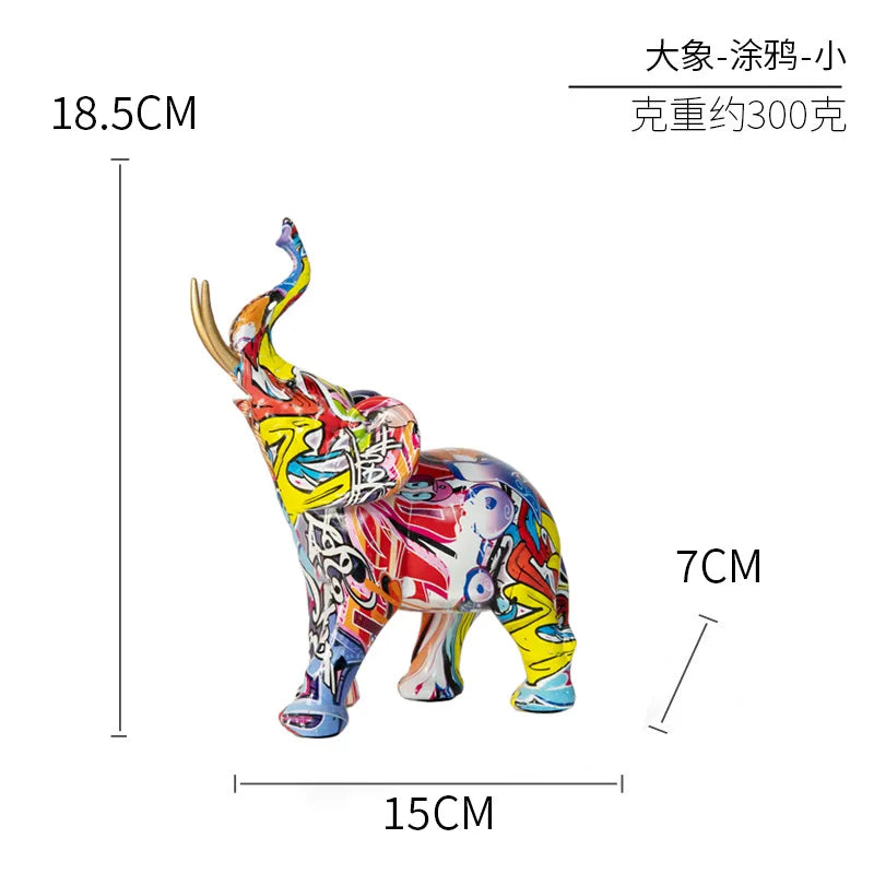 Colorful Elephant Resin Figurine for Home Decor