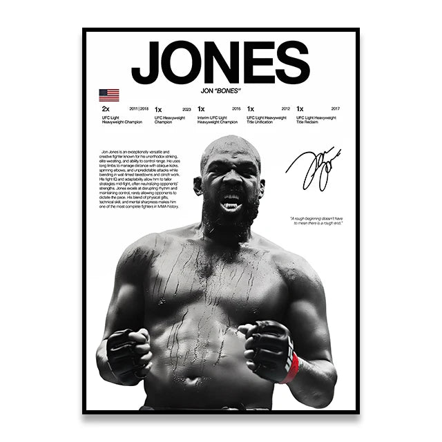 A black and white canvas wall art print featuring a muscular boxer with a beard flexing his arms.