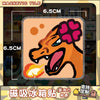 A square acrylic fridge magnet featuring an orange and black stylized Pokémon character with pink accents.
