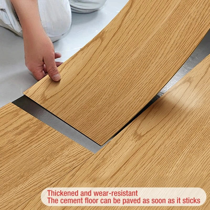 Self-Adhesive Wood Grain Floor Stickers (10-Pack)