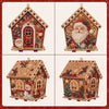 A set of three 3D diamond painting Christmas cabin crafts featuring festive holiday scenes and rustic wooden structures.