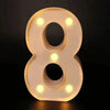 A luminous LED alphabet night light shaped like the number 8, glowing white against a dark background.