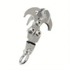 A heavy duty stainless steel gravity hook multi-tool with a hinged claw and a loop.