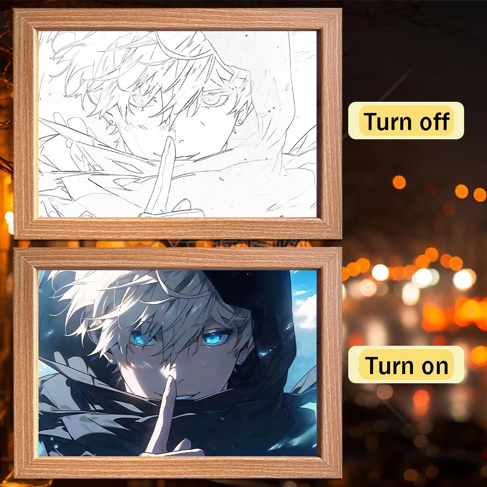 Anime Satoru Gojo LED Lighted Photo Frame with Three Color Modes