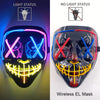 A glowing LED mask featuring multiple light modes, including a bright neon pink and blue design.