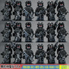 A collection of 18 military themed building blocks featuring various jeep and vehicle models.
