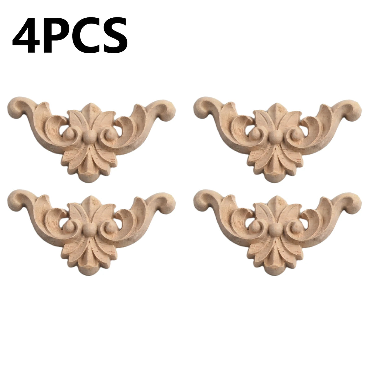 Set of four wooden carved corner appliques used for furniture and frame decoration