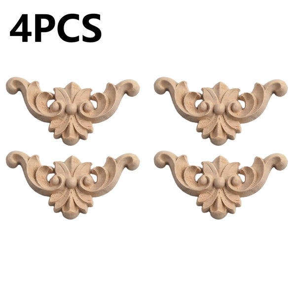Set of four wooden carved corner appliques used for furniture and frame decoration