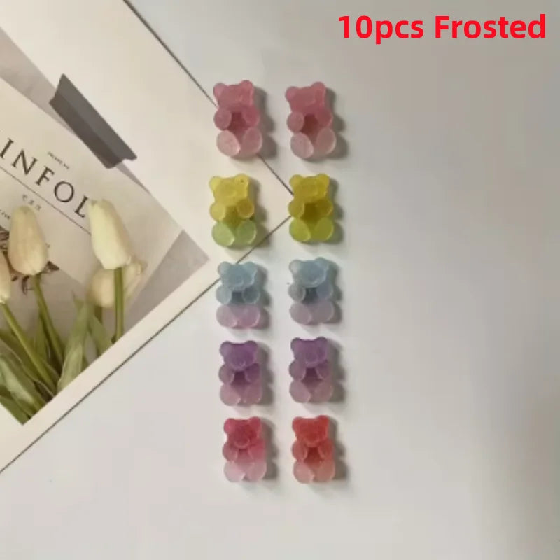 A set of ten frosted bear-shaped magnetic chalkboard and message stickers in various pastel colors.