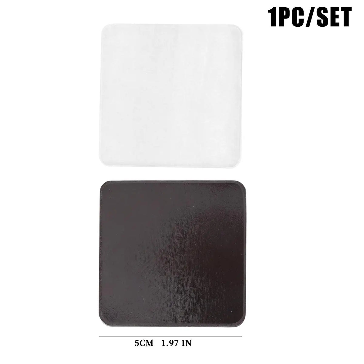 A set of one white and one dark brown acrylic fridge magnets.