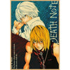 Anime artwork featuring a white-haired character looking down over an orange-haired character, with Death Note text visible.