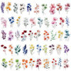 A collection of waterproof floral decal stickers featuring various colored flowers and foliage designs.
