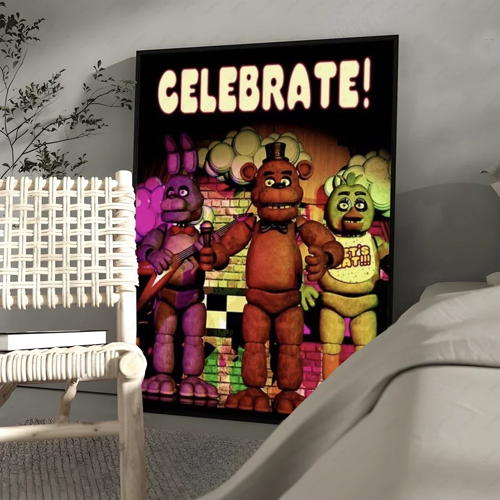A framed canvas wall art poster featuring characters from Five Nights at Freddy's