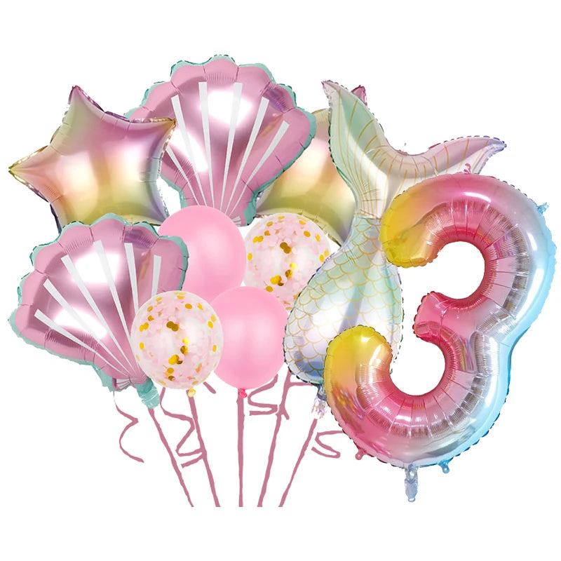 Purple Mermaid Birthday Party Supplies Kit for Girls