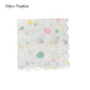 A pack of 10 disposable paper napkins featuring colorful cartoon designs for parties and celebrations.