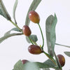 Artificial olive branch with realistic brown fruits and silk green leaves for home decor