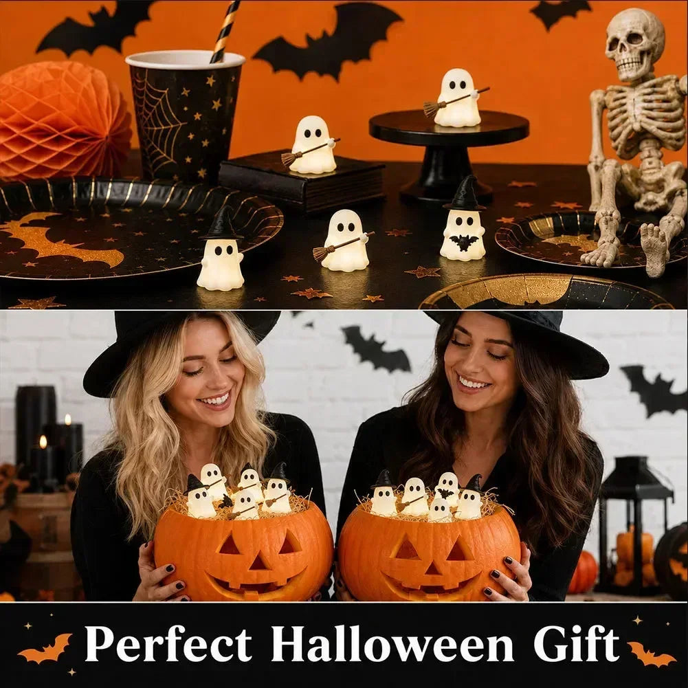 Glow-in-the-Dark Mini Ghost Figurine for Halloween Décor