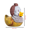 A yellow duck figurine with a brown head and white body, used for Halloween decor.