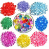 A collection of 100 acrylic crystal ice cubes in various colors including red, purple, blue, green, yellow, and pink.