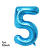 A single blue foil balloon shaped like the number 5, measuring 32 inches.