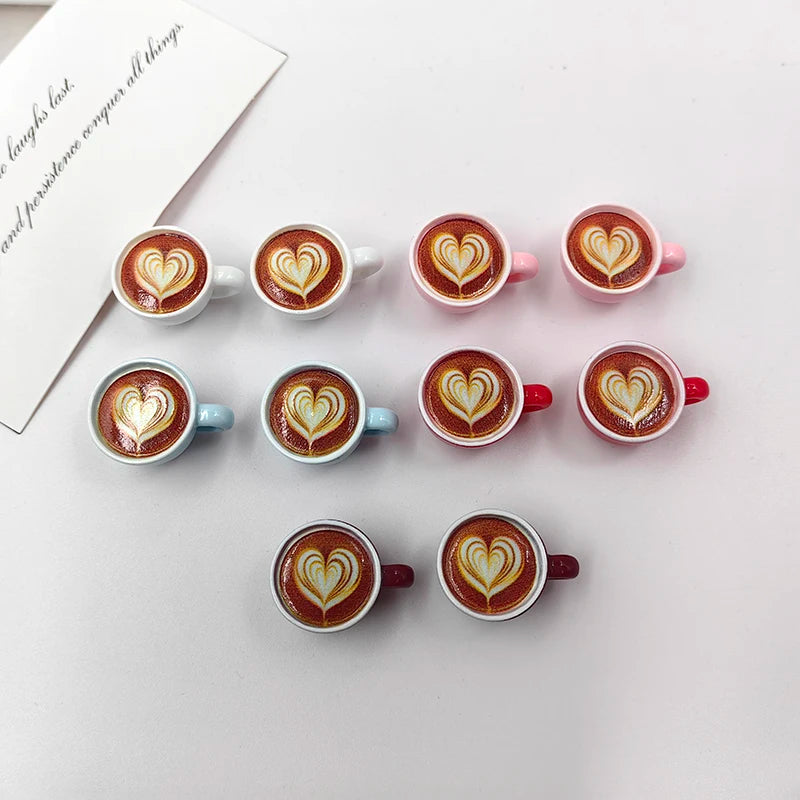 Kawaii Latte Coffee Cup Charms for DIY Jewelry Making