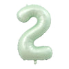 A light mint green foil number balloon shaped like the number 2.