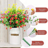 Artificial flower bouquet with removable flowers, detachable leaves, adjustable branches, and sturdy bendable stems in a whit