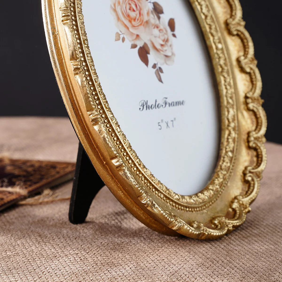 Vintage Resin Photo Frame with Golden Ornamental Details