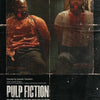 Poster for the movie Pulp Fiction featuring two actors in a dark setting