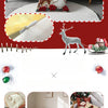 A set of four festive Christmas linen throw pillow covers featuring deer and reindeer designs on white fabric.