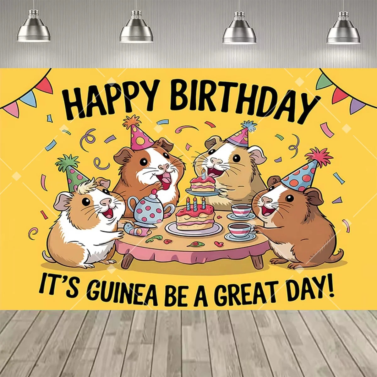 Cute Capybara Cartoon Birthday Party Backdrop