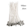 A bundle of 100 white braided cotton candle wicks, approximately 20cm long.