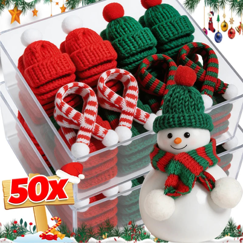 Festive Mini Santa Hat & Scarf Wine Bottle Topper Set