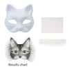 A kit for making DIY white pulp masks featuring fox and cat designs, including a mask mold and faux fur.