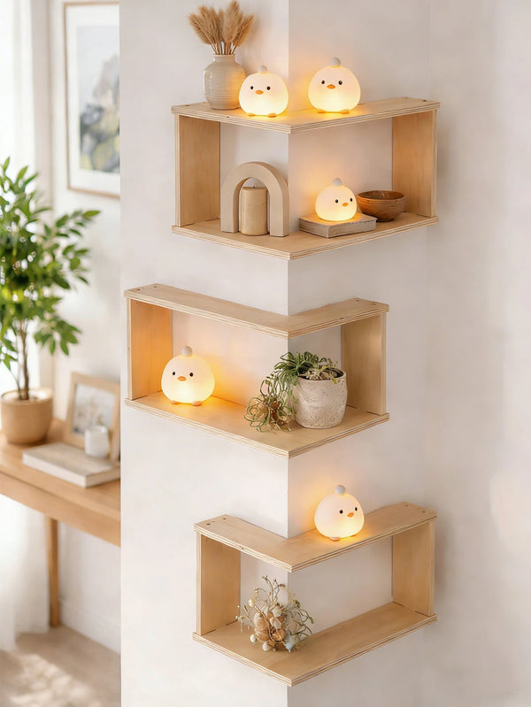 Corner Floating Wooden Wall Shelves for Home Decor